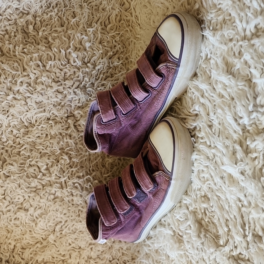 Vans purple corduroy velcro shoes